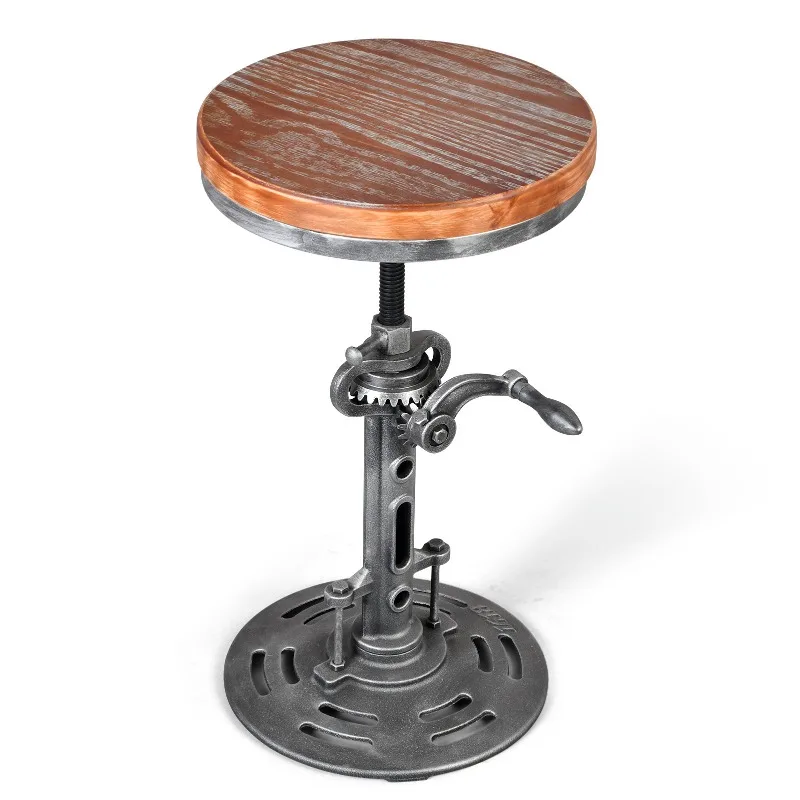American industrial style, creative retro iron art, bar chair, bar chair, lifting and rotating, cast iron bar stool