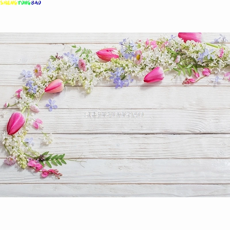زهور الربيع البتلة لوح خشبي خلفيات للتصوير الفوتوغرافي خشبية الطفل الحيوانات الأليفة صور خلفية استوديو الدعائم MHZ-02