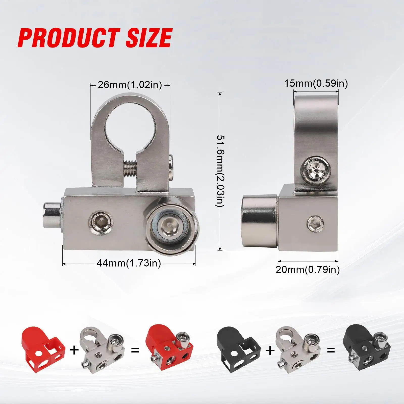

Heavy Duty Battery Terminal Connectors with Adaptor Collars Terminal Clamps Silicone Case for Car Boat Truck
