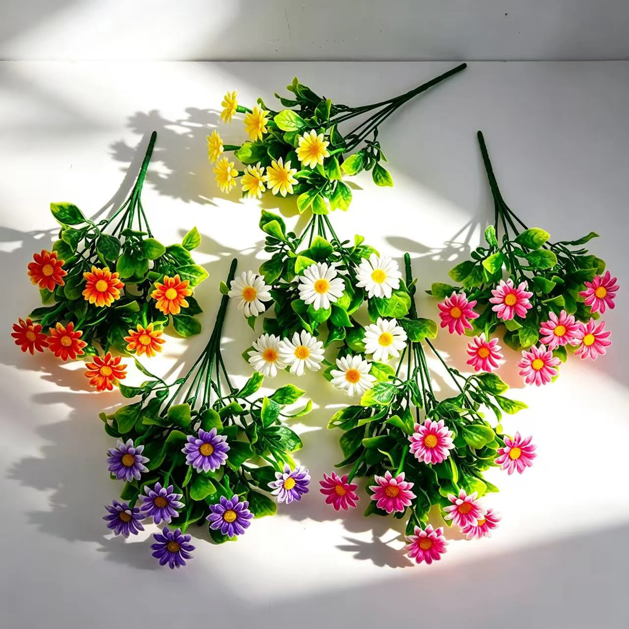 Artificial 7 forks Little daisy Flowers Bouquet for Garden Party Wedding Home Room Decor Fake Flowers Table Vase Ornament