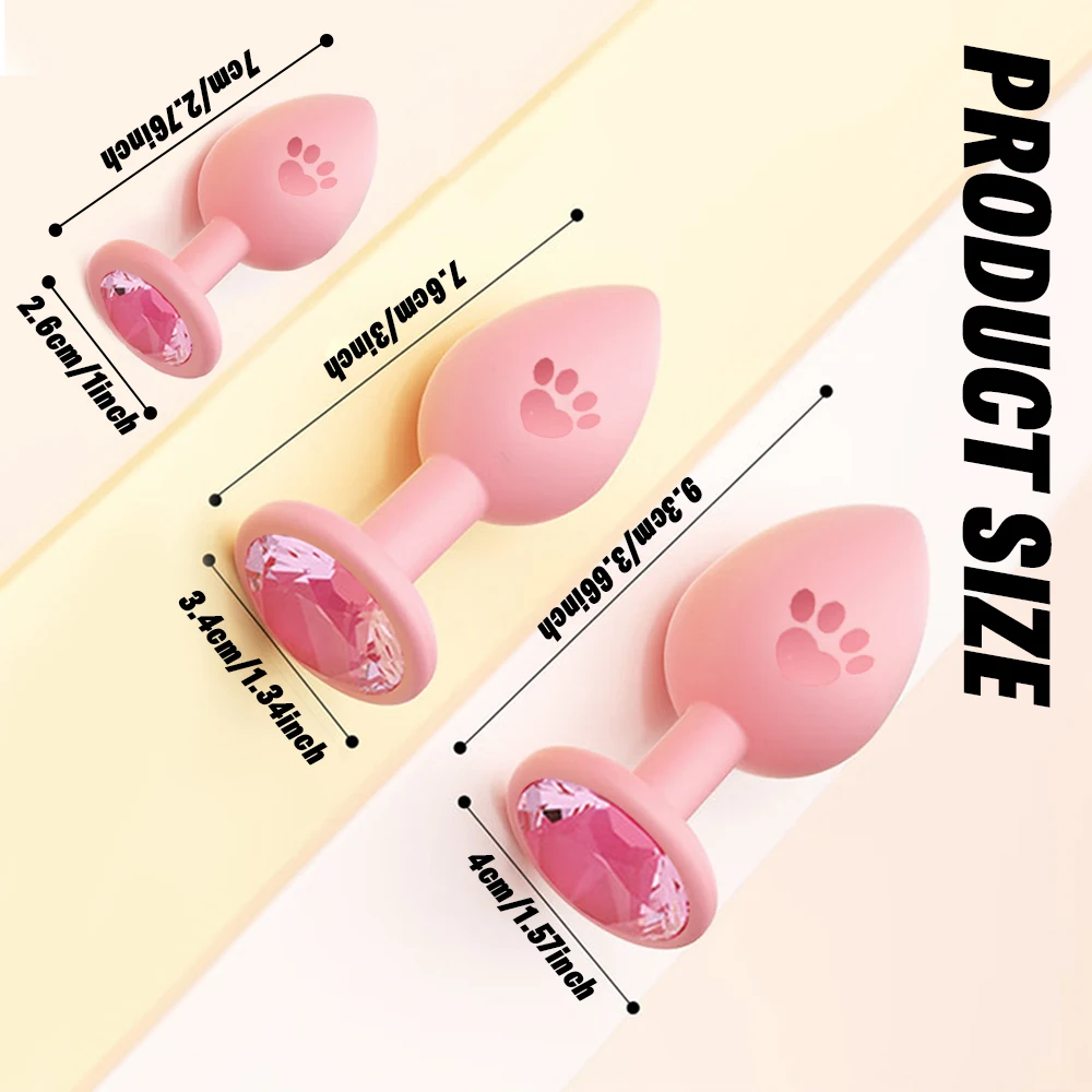 Anal Butt Plug Sex Adult Toys for Women Men Silicone Buttplug 3 Sizes for Beginner Masturbator Anal Trainer with Diamond Unisex - Image 4