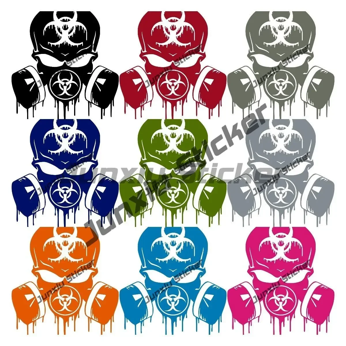 Red Skull Dripping Biohazard Respirator Decal Vinyl Sticker Graphics Hood Decal for Car Suv The Whole Body Cartoon Glue Sticker