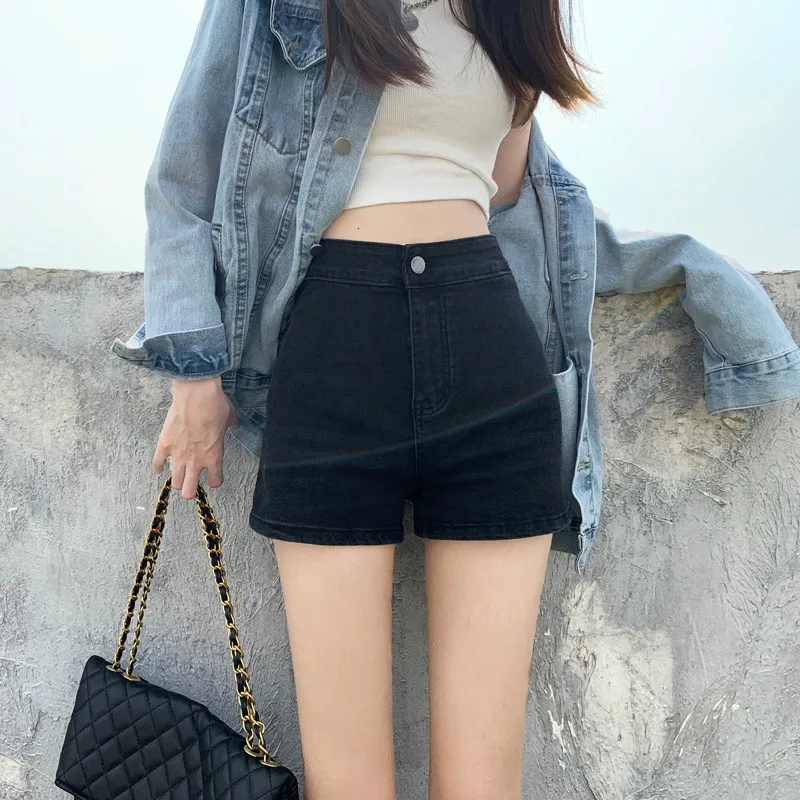 

High Waist Bla Denim orts Women Summer Large Size Tight Fit Bodycon Slimming A-Line Hot Pants Sexy Girl ort Jeans