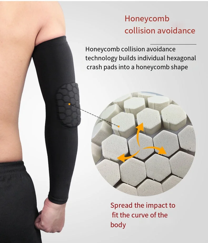 1Pcs Elbow Pads, Basketball Shooter Sleeves, Collision Avoidance Hex Padded Elbow for Volleyball Football Baseball Cycling