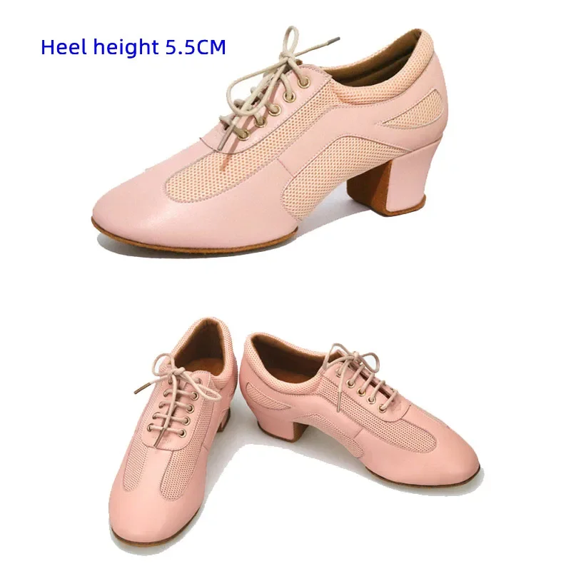 Pink Professional Women Latin Dance Shoes Ballroom Soft Sole Mesh Women Tango Jazz Salsa Shoes Ladies Non-Slip Dance Sneaker