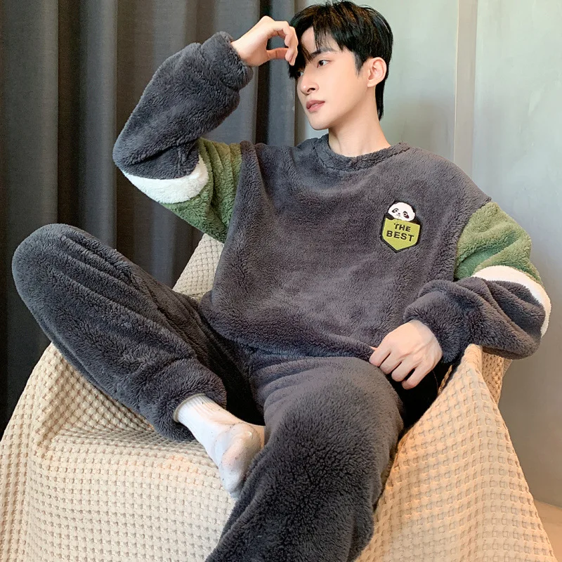 

Men's Winter Pajamas Men's Sports Suit Homewear Pajamas Youth Clothes Casual Wear Y2K Full Man Tracksuit Workout Set Bathrobe