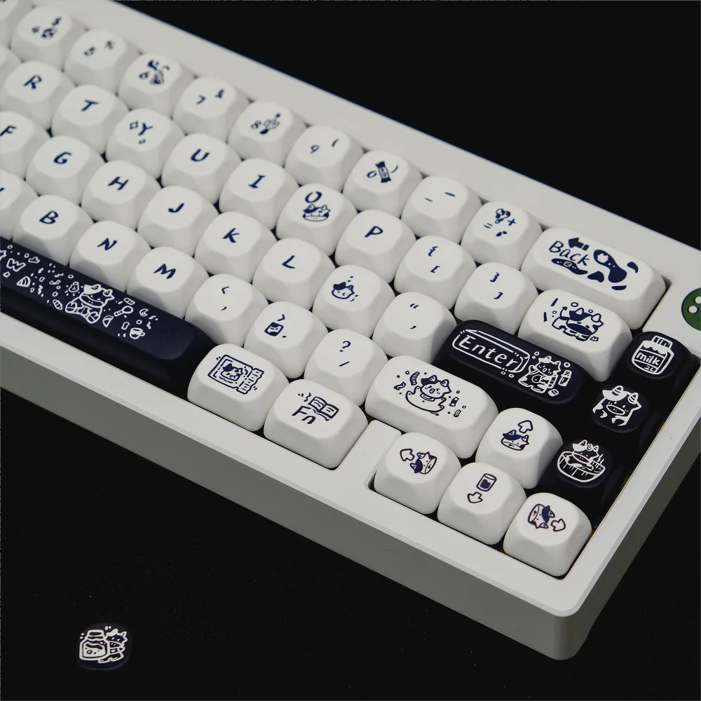 PBT 5-Side Dye-Sub Keycaps QX3 75% Ball Profile Super Cow Theme Cherry MX Compatible Gaming Custom