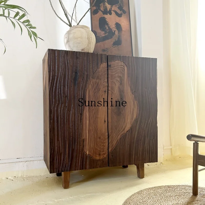 

Wabi Sanfeng solid wood porch cabinet foyer retro homestay tea room storage cabinet integrated