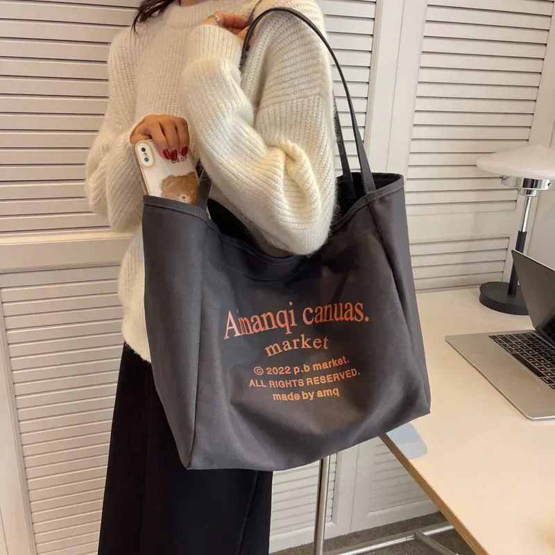 

Large Capacity Canvas Handbags Women New Fashion Leisure Versatile Commuter College Students Daily Tote Bag