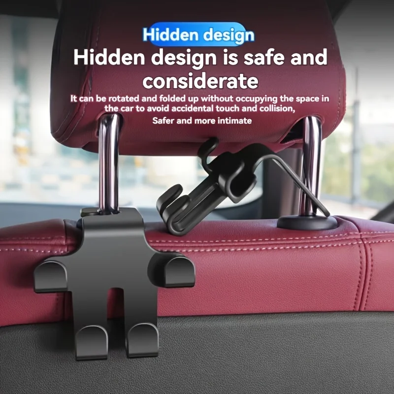 

2-in-1 Car Hook: Phone Holder & Rear Seat Organizer. Anti-Slip, Universal Fit for All Cars.