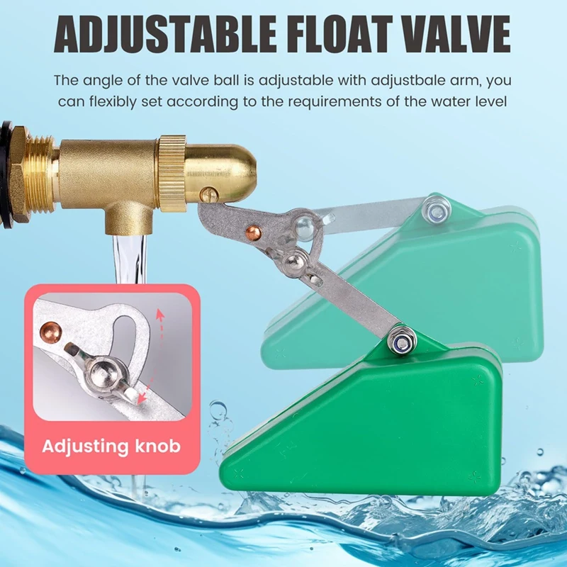 ABGR-3/4Inch Float Valve,Brass Water Float Valve For Water Tank,Float Ball Valve With Adjustable Arm,Auto Water Level Control