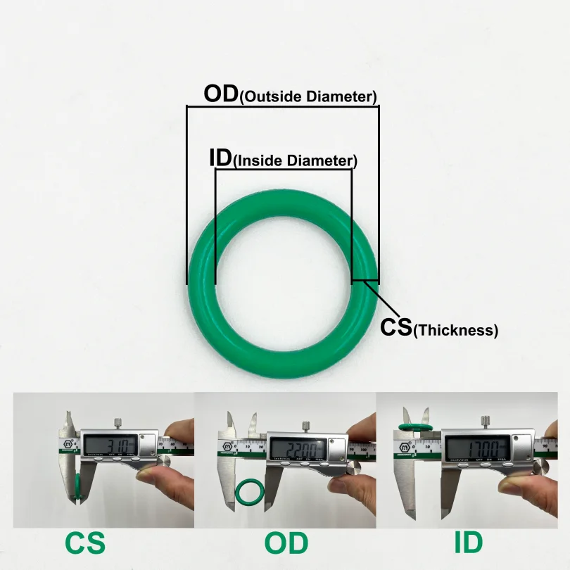 FKM O-Ring-Set CS 1 mm ~ 3,1 mm grüner FKM-Fluorkautschuk O-Ring-Dichtungsdichtung Isolieröl Hochtemperaturbeständiger Fluor – Detail 1
