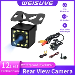 Car Rear View Camera Night Vision Reversing Auto Parking Camera IP68 Waterproof CCD LED Auto Backup Monitor 170 Degree HD Image