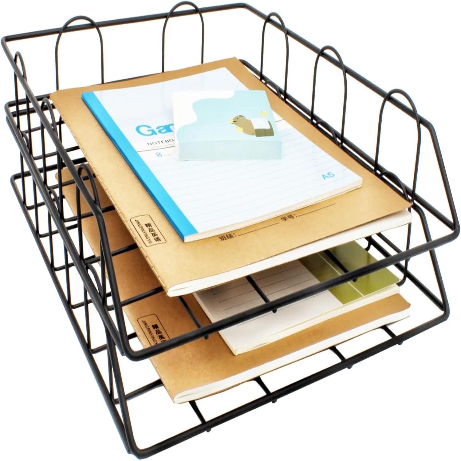 

2 Pack Desk Organizer Stackable Letter Tray Paper Organizer, Metal Desk Organizer Tray for Letter/A4 Paper , for Office Supplies