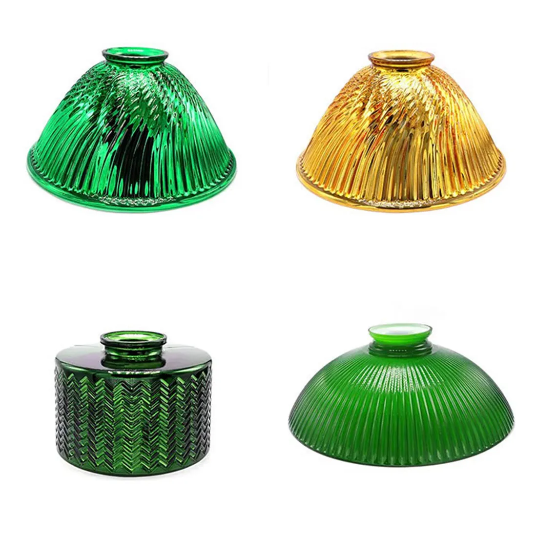 Screw Fixed Reverse 70mm opening Glass Shade Replacement Big Hole Gold Green Amber Glass Cover Lampshade for Bar Pub diy Lamp