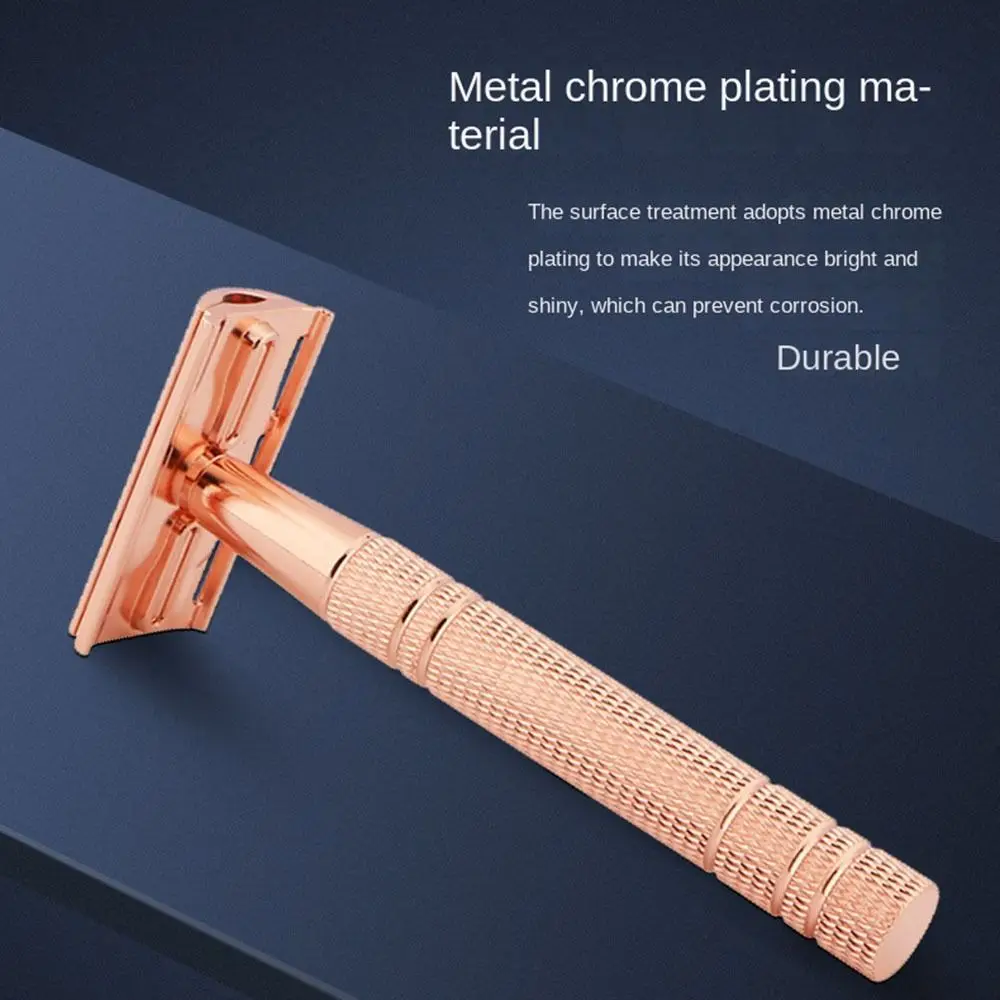 Travel Rose Gold Silver Handle Male Womens 5 Shaving Blades Classic Men Shaving Manual Shaver Safety Razor Double Edge Razor