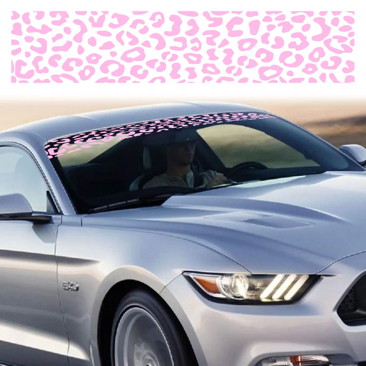 Car Front Windshield Leopard Print Sunshade Sticker Fashion Cheetah Pattern Decal Strip Leopard Print Car Sticker