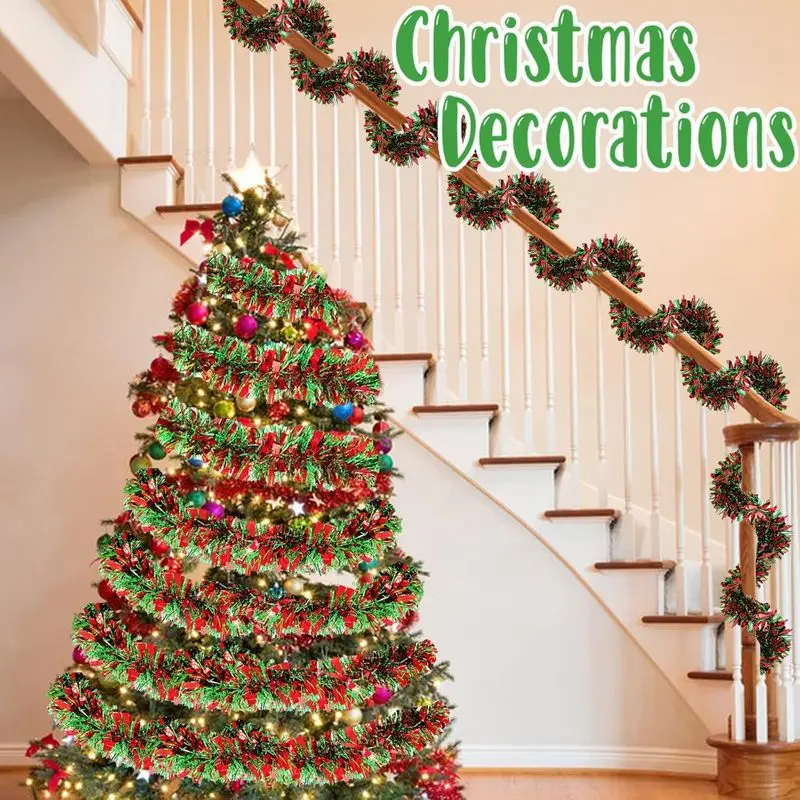 Popular Christmas red and green bubble streamer garland9cm2Thick and thin silk strips of rice encryption