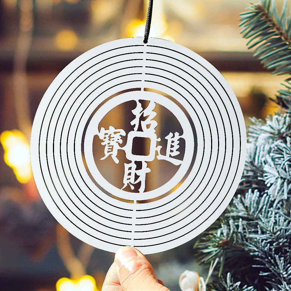 

Feng Shui Wind Spinner Stainless Steel Magical Whirligig 3D Flowing Wind Chimes Parts Wealth Fortune Pendant Garden Yard Decor