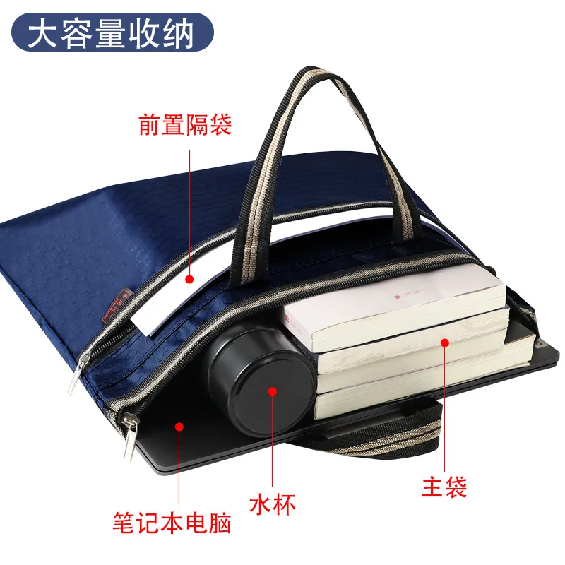 Waterproof Briefcase Canvas Portable High Capacity A4 Document Bag Men\'s Meeting File Organize Package Business Storage Handbags