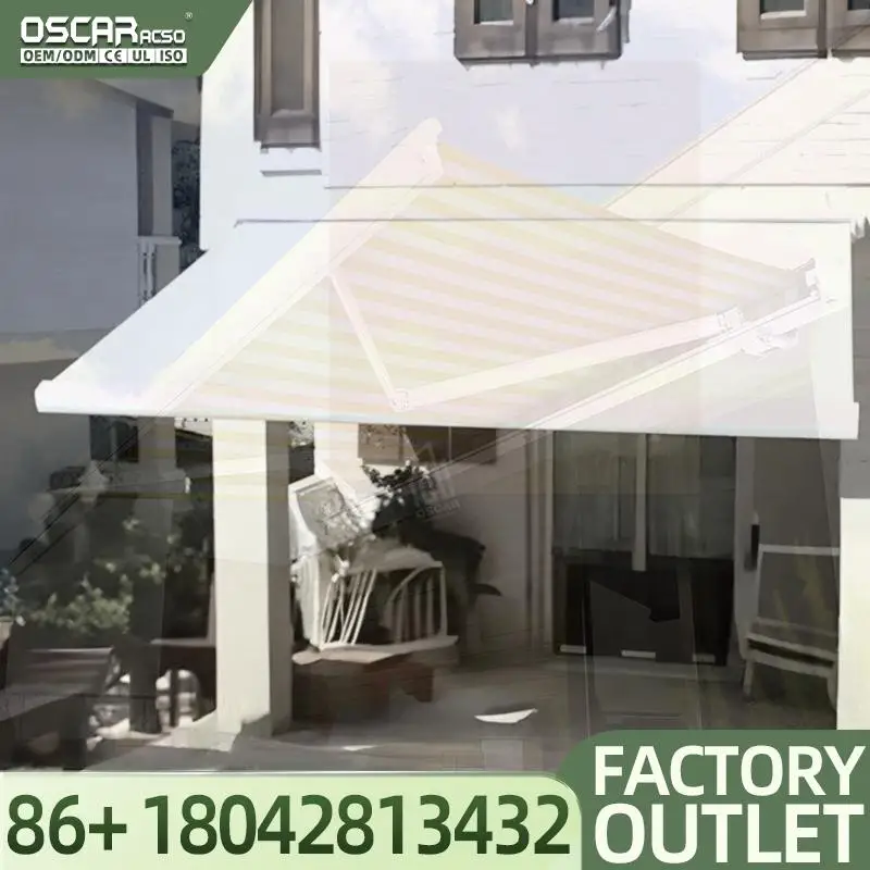 Retractable Full Cassette Outdoor Sunshade Motorized Awning Customizable Heavy Duty for Patio Balcony Garden Retractable Awning