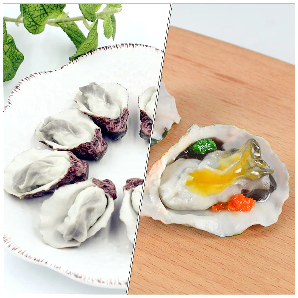 8 Pcs Simulated Oysters Crab Food Lifelike Models Fake Simulation Realistic Pvc