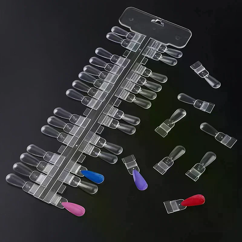 36 stücke Natürliche/Klar Farbe Karte Abnehmbare Nail art Display Falsche Nagel Tipps Rack Teardrop Design Maniküre Gel polnischen Praxis Werkzeug