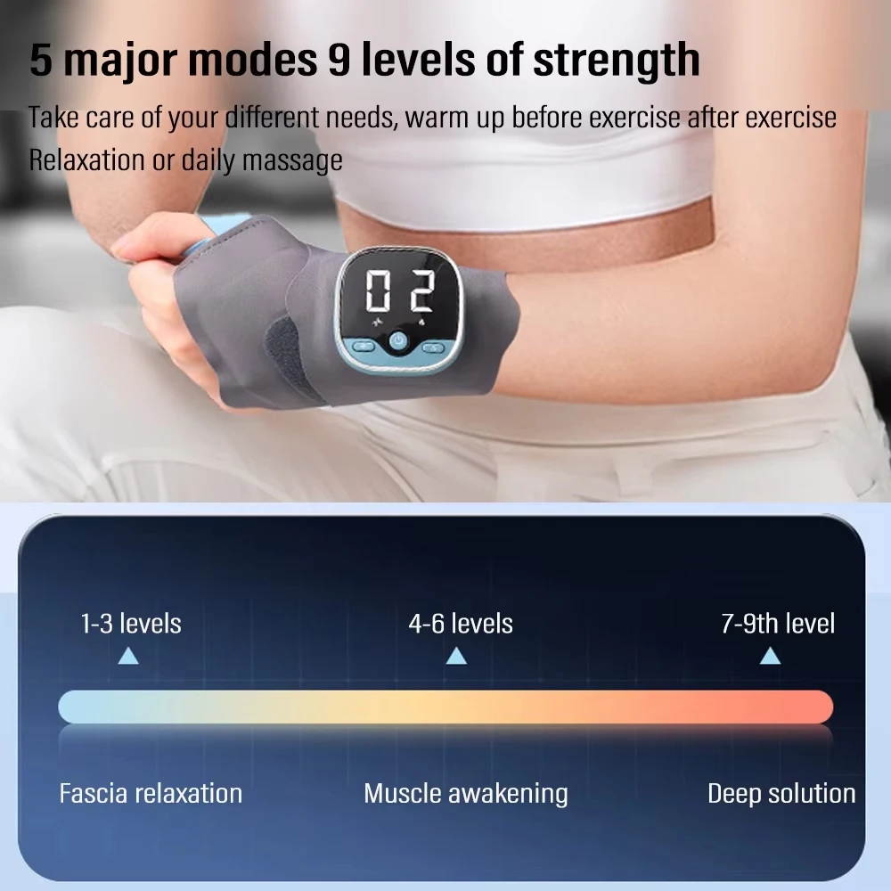 EMS مدلك المعصم حامي المعصم 5 مستويات الساخن ضغط الاهتزاز تدليك الكهربائية نفق الرسغ تنفس اليد الاسترخاء #2