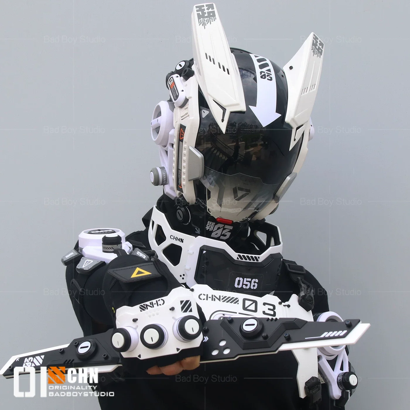 Cyberpunk Helmet Tactical Sci-fi Mechanical Chest Armor Techwear Chest Harness Vest Halloween Music Festival Mask Cosplay Props