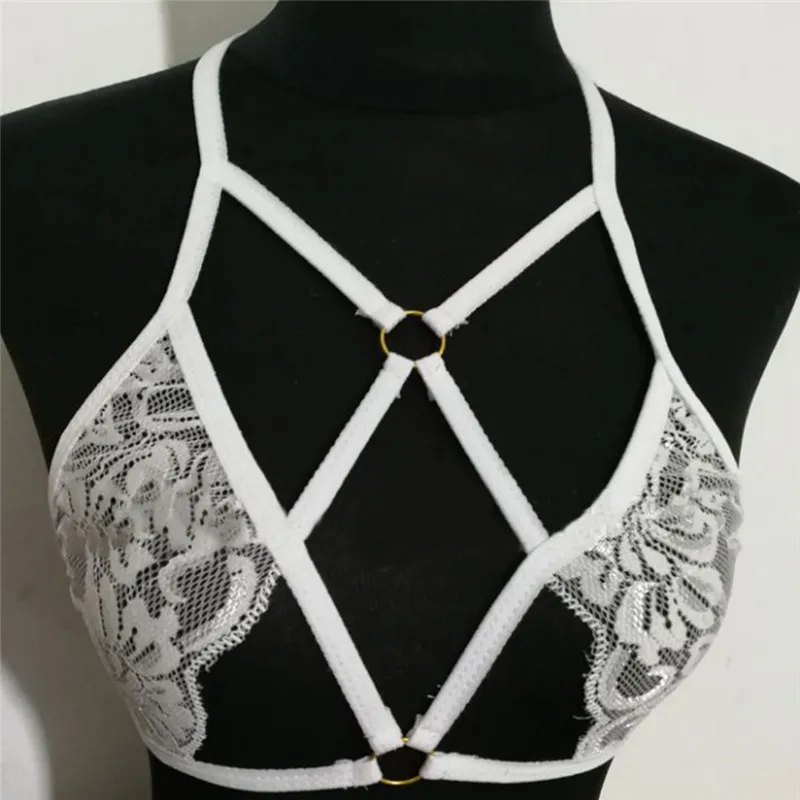 Sexy Bondage Harness Fetish Wear Body Cage Bra Open Chest Harness Bra Harajuku Style Body Harness Belt Women Crop Top Bodysuit