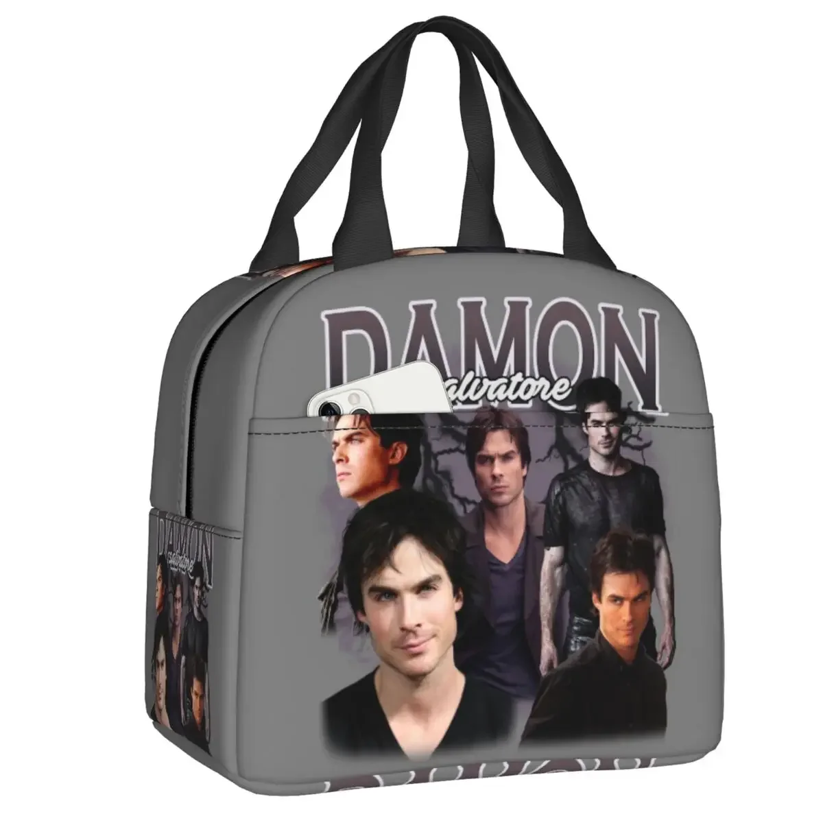 Custom The Vampire Diaries Insulated Lunch Bag Women Leakproof Ian Somerhalder Cooler Thermal Lunch Tote Office Picnic Travel