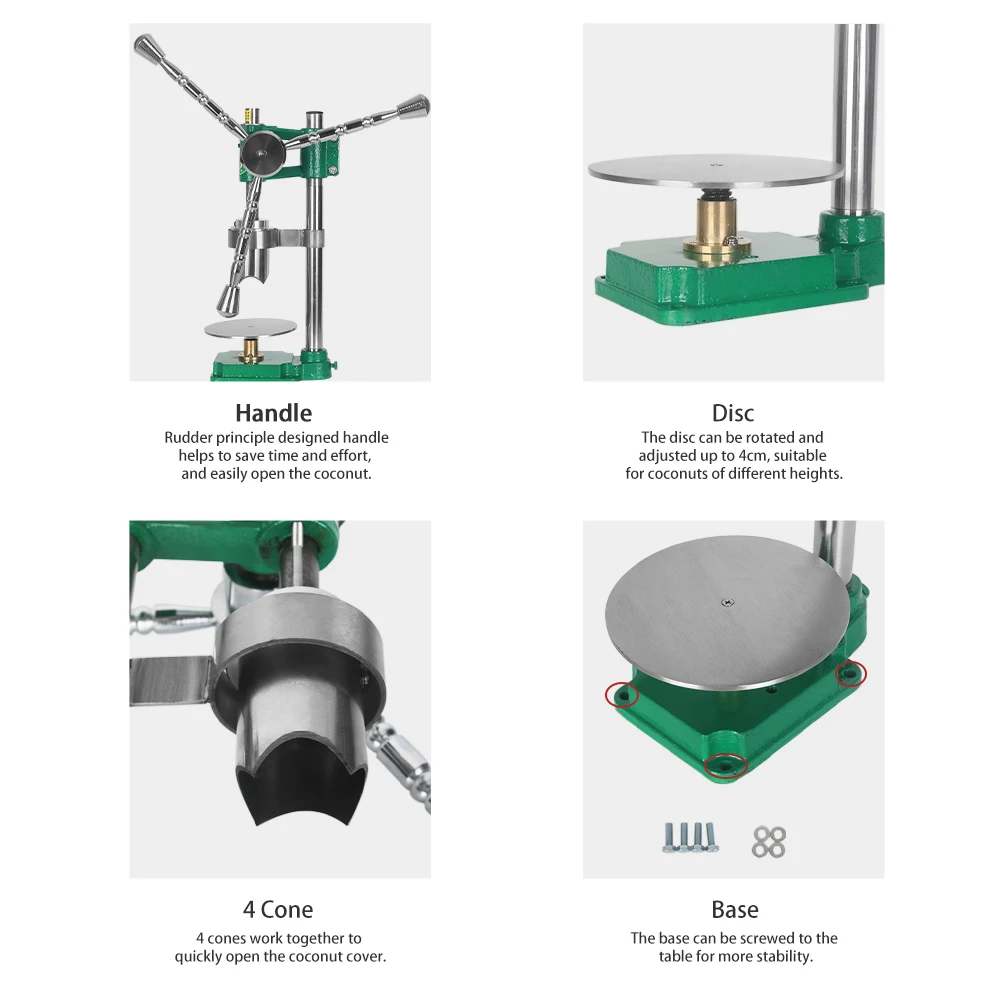 Manual Coconut Opener Stainless Steel Coconut Punching Machine Young Coconut Driller Save Effort Drilling Hole for Coco Milk