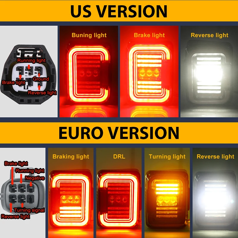 

Lantsun J405 LED Tail Lights Rear Lamp ABS Taillight Brake Light for Jeep for Wrangler JK07-17, 1-pair