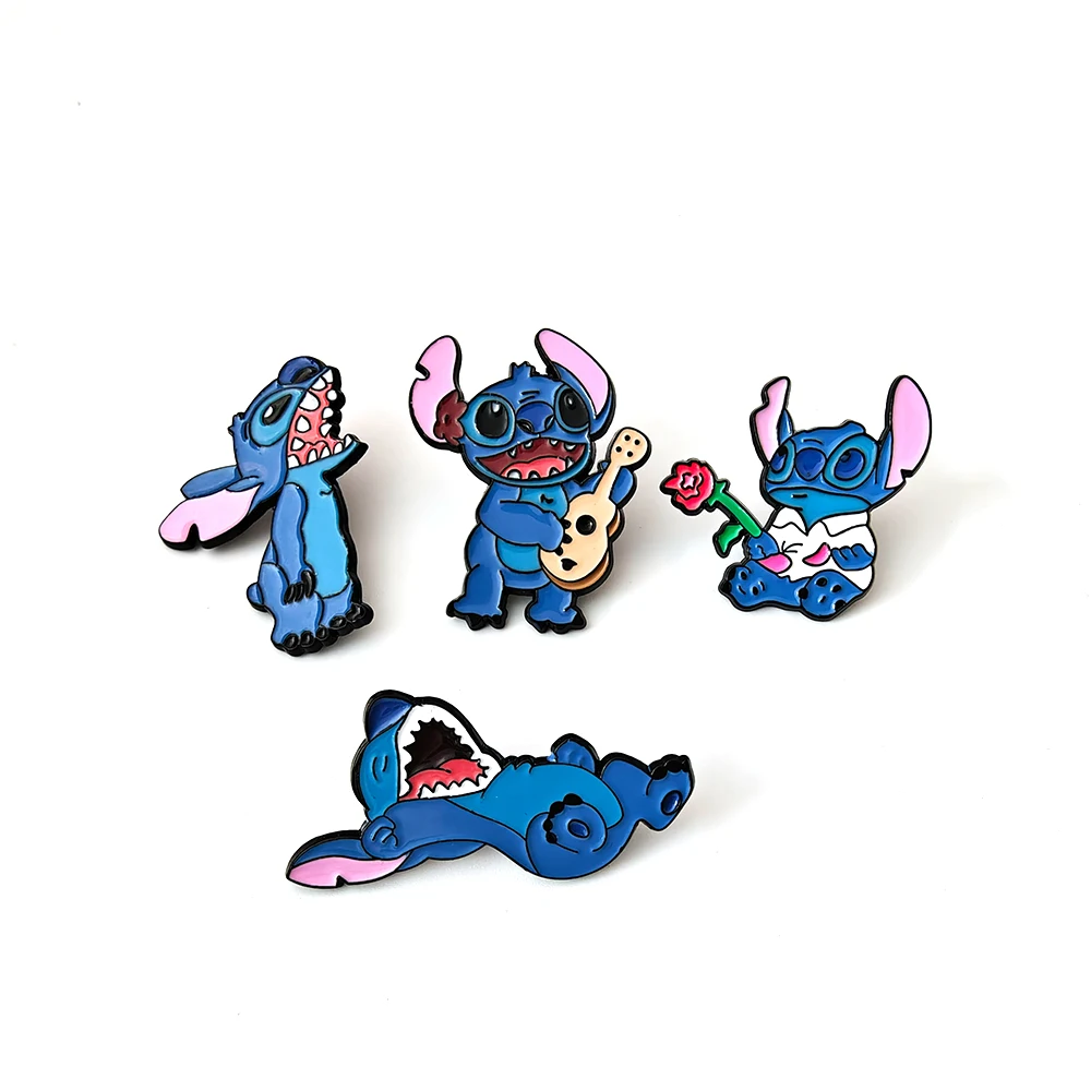 Kawaii Stitch Enamel Pin Badges Funny Collection Brooches Bag Lapel Pins For Kids Gift Cartoon Cute Decoration Jewelry