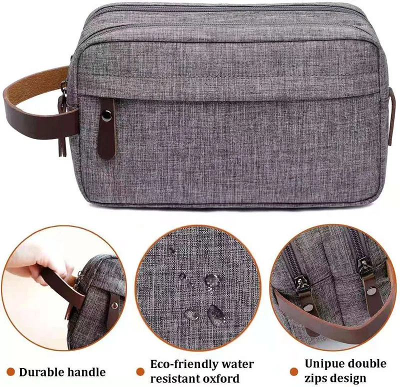 Faltbare Herren-Reise-Toilettentasche, Große Kapazität Oxford-Stoff Wasserdichte Tasche, Doppelschichtige Aufbewahrung für Kosmetik & Toilettenartikel – Detail 1