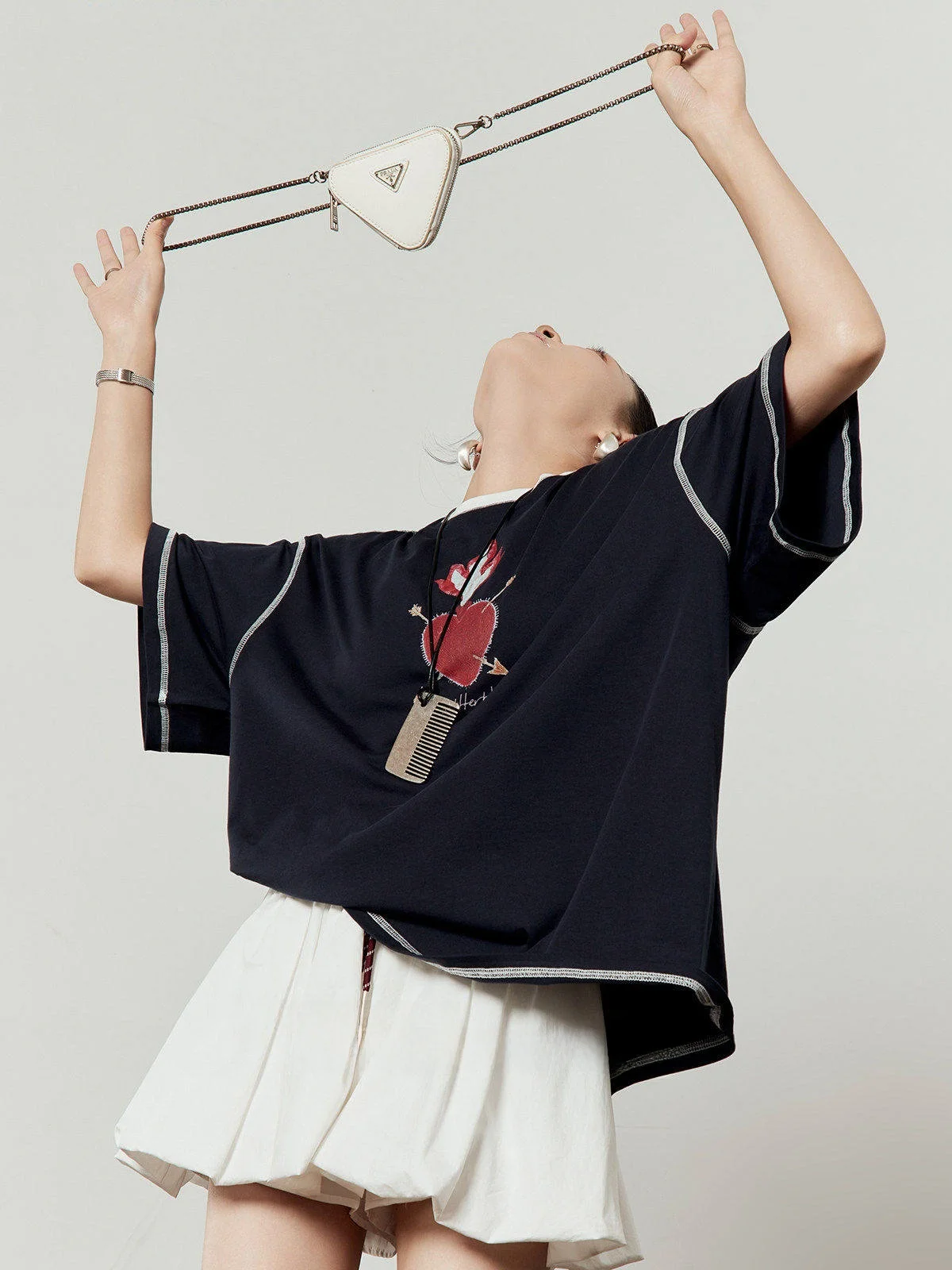 

Свободная повседневная синяя футболка, женская круглая футболка с принтом Ne ort Sve, новинка лета, удобная корейская версия, круглая футболка Ne