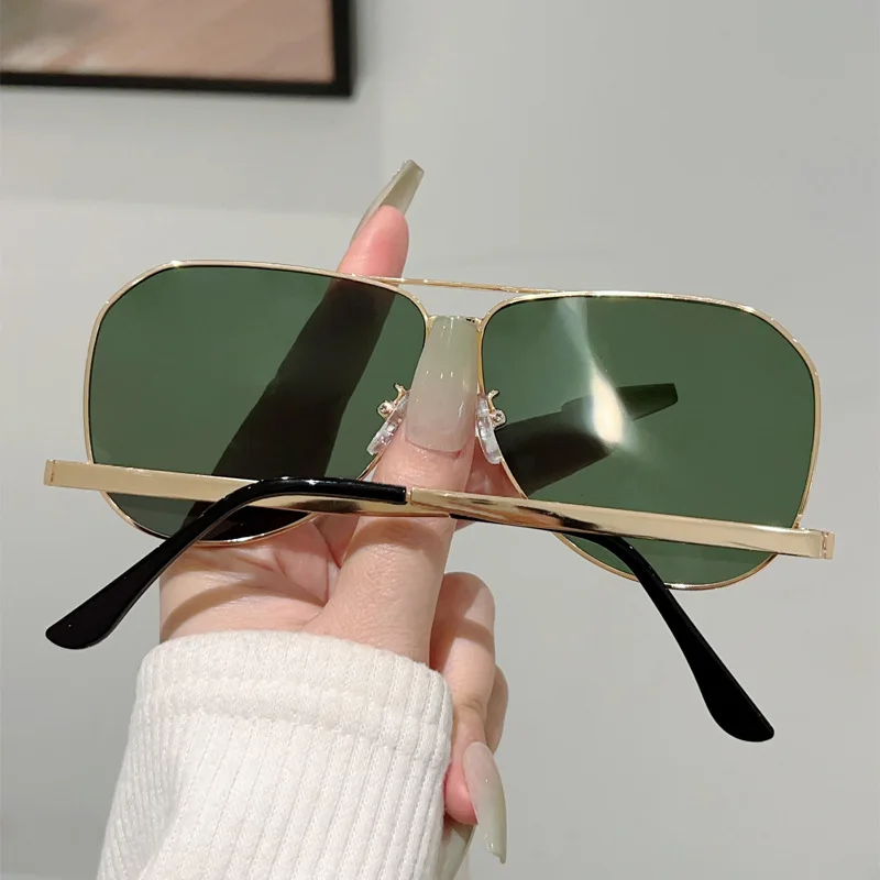 Vintage Oversize Quadratische Piloten-Sonnenbrille für Damen Neue Mode Legierung Farbverlauf Schwarz Sonnenbrille Herren Hip Hop Outdoor-Brille UV400 – Detail 8