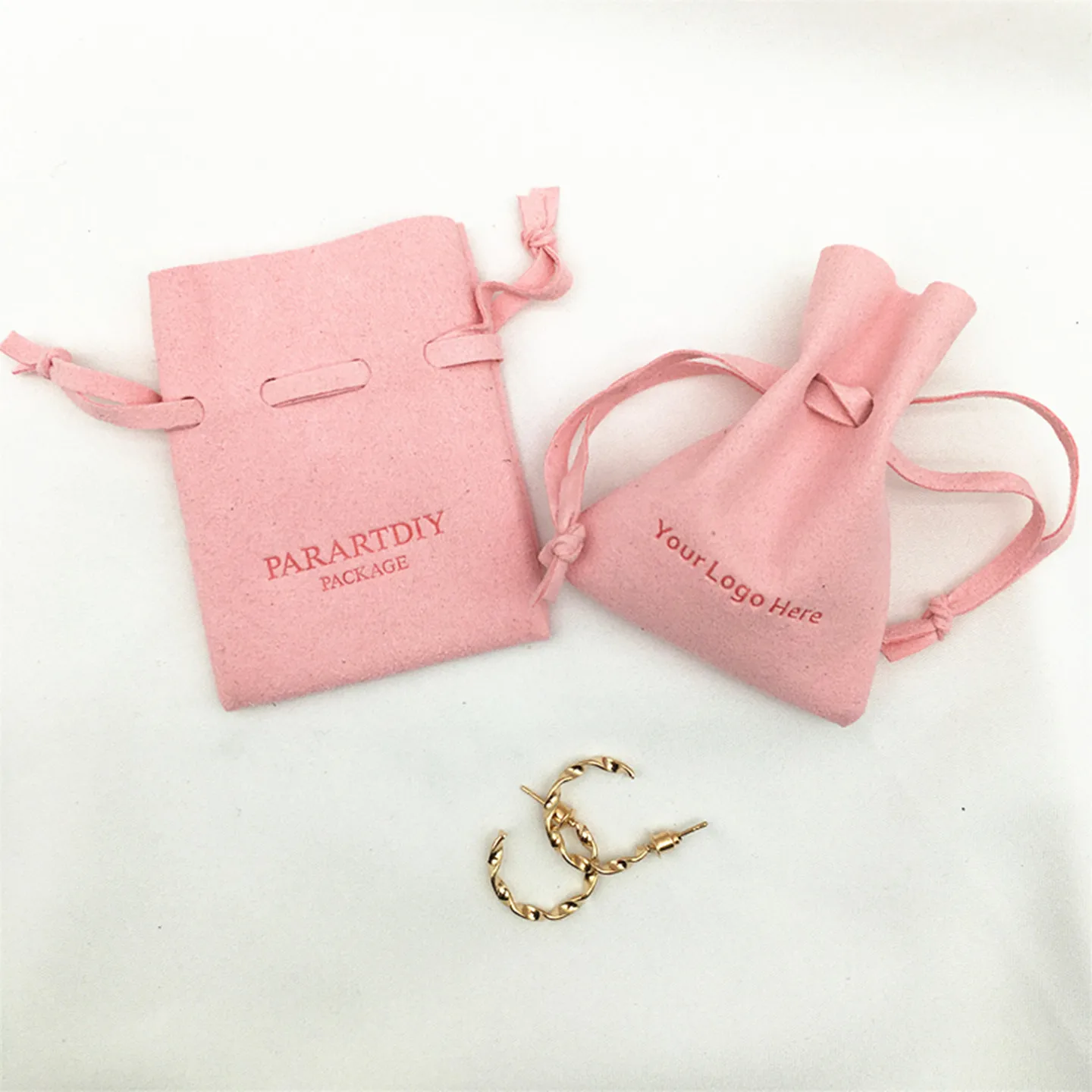 

50 custom jewelry packaging pouch custom logo chic small wedding favor bags microfiber ring pouch embossing logo free shipping