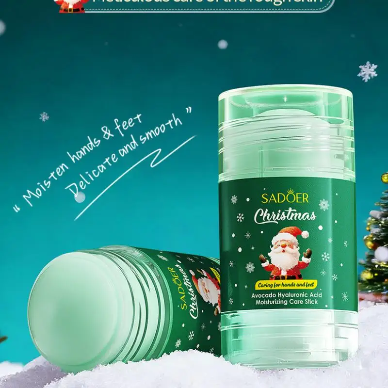Christmas Hand Foot Care Stick Avocado Hyaluronic Acid Moisturizing Hand And Foot Cream Softens Rough Skin Winter Body Care Gift