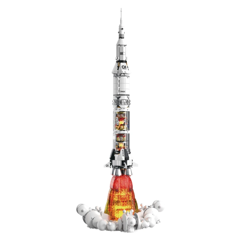 

Rocket launching model Building Blocks with lights to simulate jection status space exploration ornaments children toys & gifts