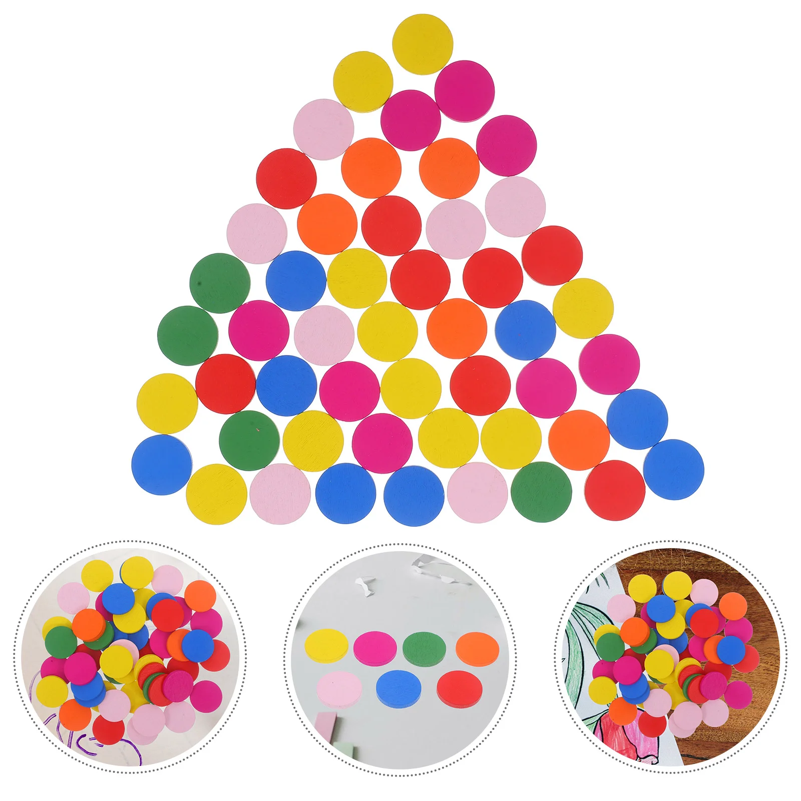 

50 Pcs Round Wood Disc DIY Colorful Children's Toys for Girls Kids Wooden Plate Marker Pen