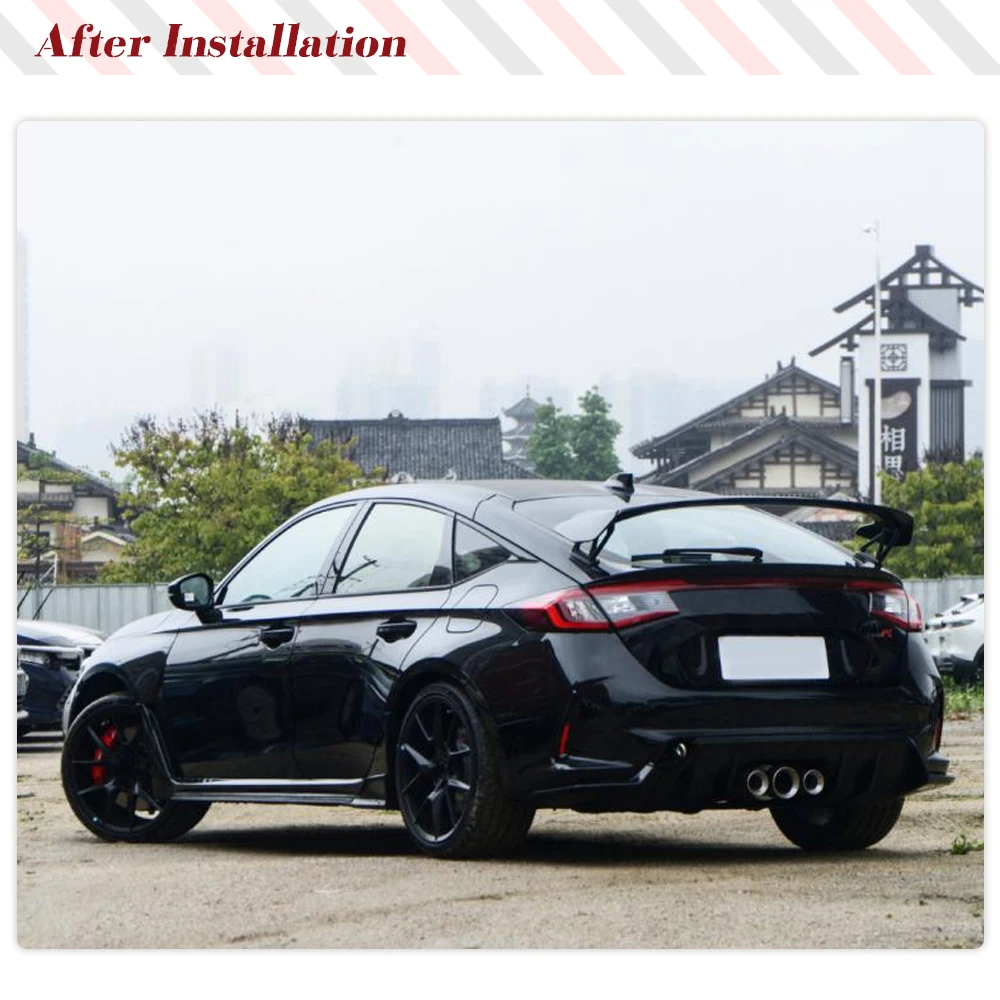 For Honda Civic Type R 11th 2022 2023 Car Rear Lip Spoiler Apron Splitters Protector Carbon Fiber Rear Bumper Racing Diffuser