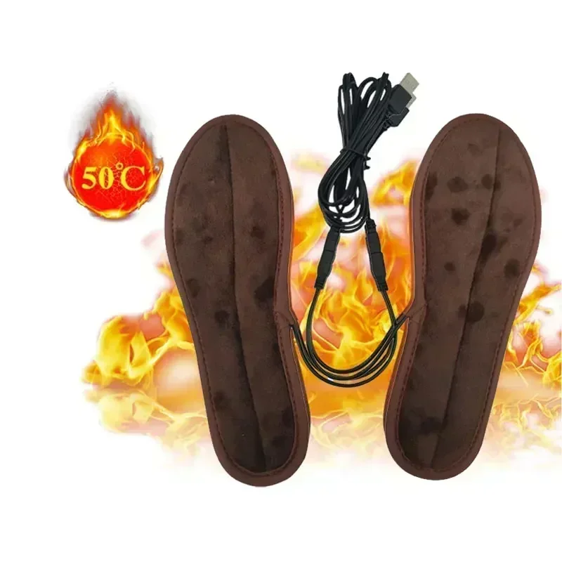 1 Pair Insoles Electric Heated Shoe Insoles Warm Socks Feet Heater USB Foot Winter Warmer Mh56 Camping Hiking Accessories