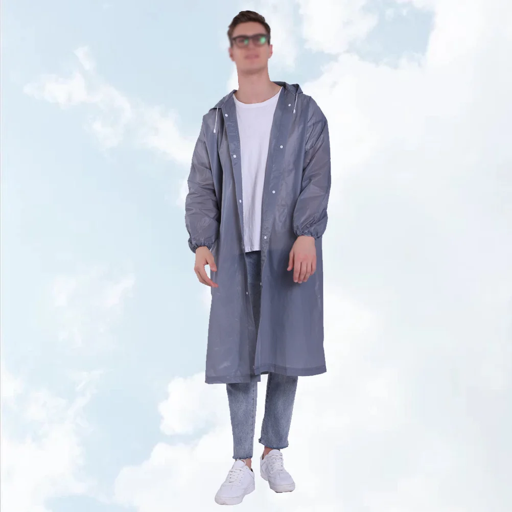 

1pcs Eva Eco-Friendly Raincoat Reusable Waterproof Poncho For Adults Hooded With Elastic Cuffs Lightweight Portable Rainwear For