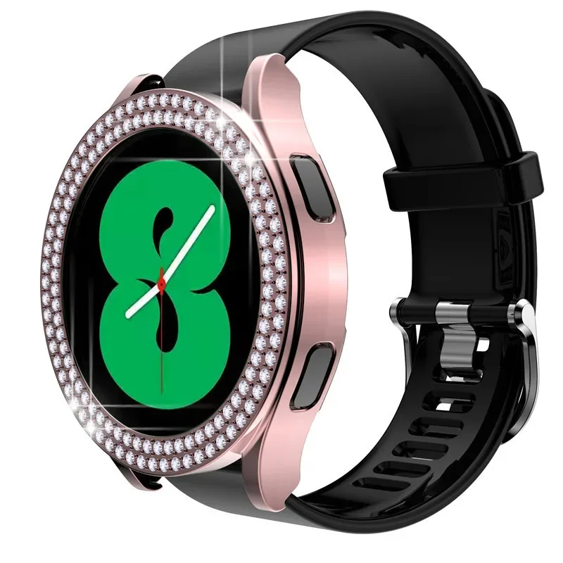 Diamond Case for Samsung Galaxy Watch 5/4 40mm 44mm Hollow Out Protective Shell Two Rows Bling Crystal Bumper Cover No Screen