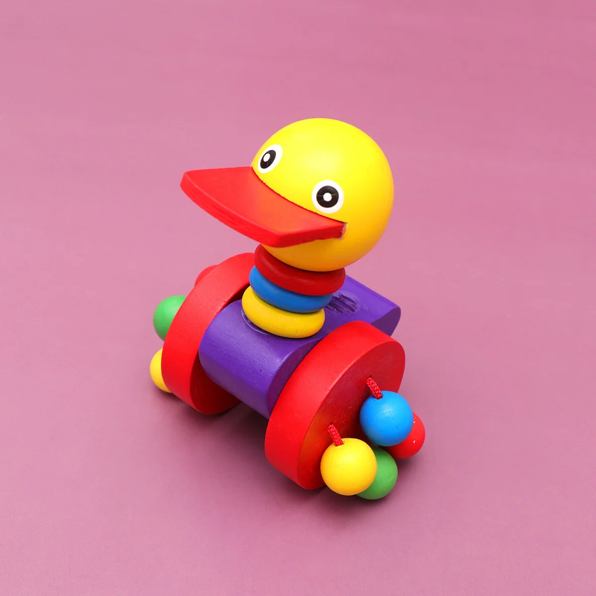 Early Childhood Baby Walker Wooden Push Rod Cart Cartoon Animal Design Bright Color for Baby Color Recognition