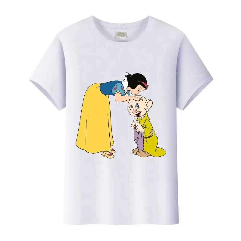 

Футболки с принтом Disney Snow White Seven Dwarfs, детская футболка 90-х годов, дешевая одежда, семейная футболка, женский топ в стиле Харадзюку, блузки для девочек, подарок