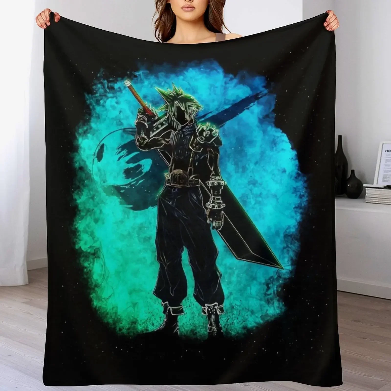 Cloud strife Throw Blanket Anti Shedding Soft Fuzzy Blanket for Home
