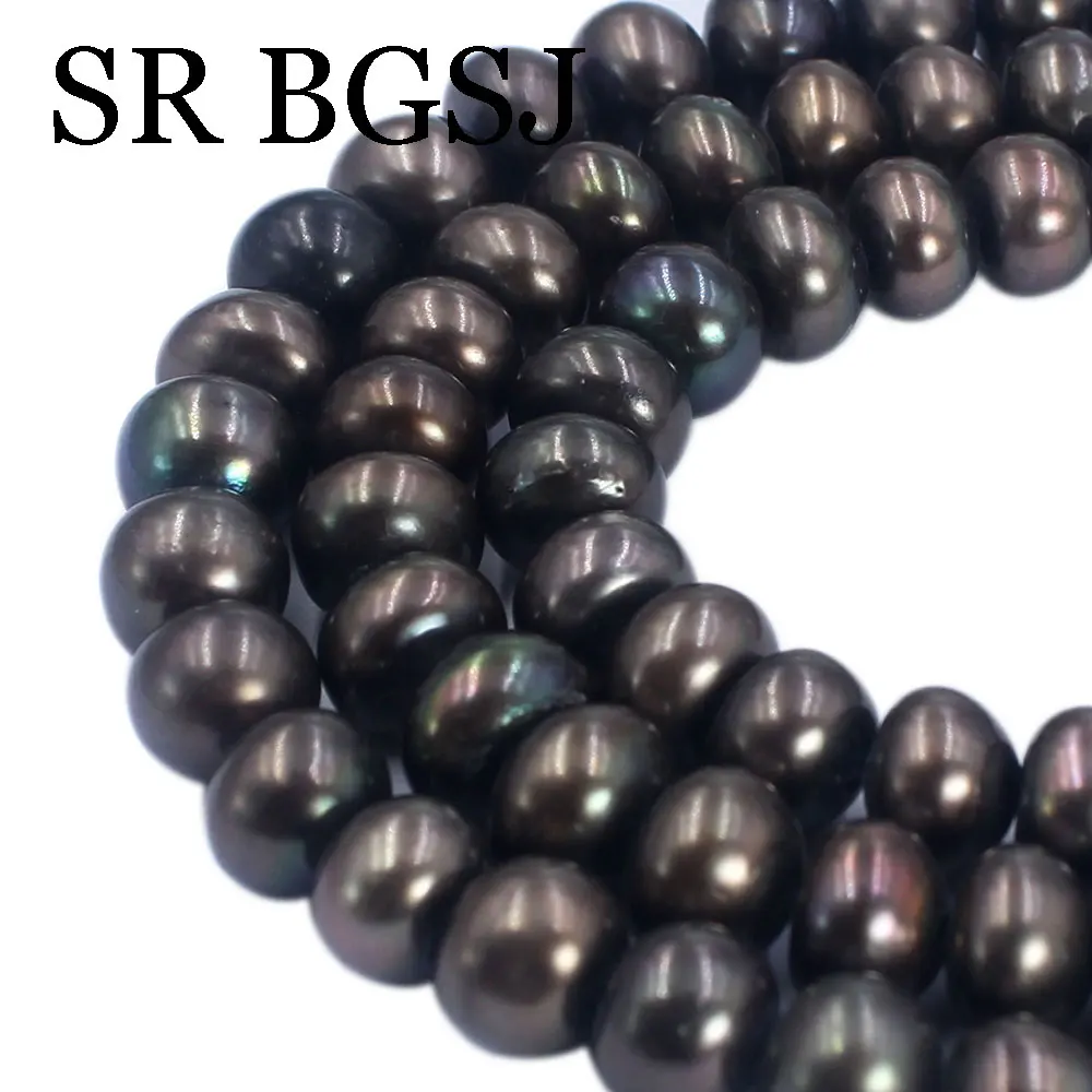 

Натуральный черный натуральный пресноводный жемчуг Rondelle, 12–13 мм, свободные бусины-разделители, 15 дюймов