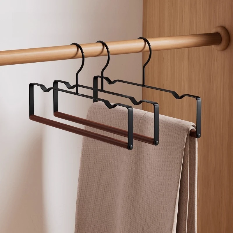 

Organizer Recommended Beech Wood Pants Hanger, Traceless Anti-Crease Trouser Clip,Household Wardrobe Space Saving Storage Holder